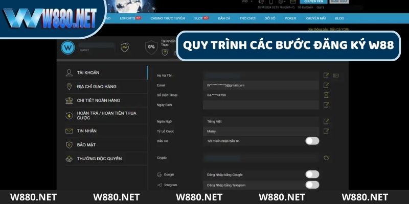 Quy trình các bước đăng ký W88 chi tiết cho tân binh