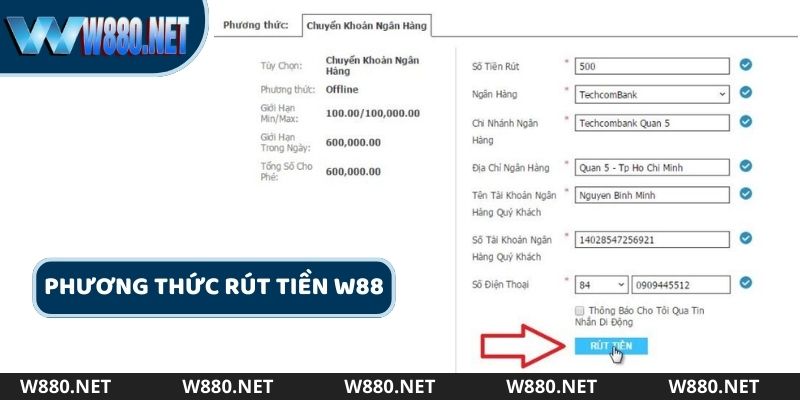 Những phương thức rút tiền tại W88